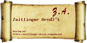 Zeitlinger Arnót névjegykártya